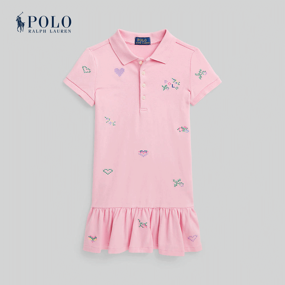 Polo Ralph Lauren Kids Girls Dress-Embroidered Stretch Mesh Polo Dress CWPODRSR3D20799 650 Pink ราคา 7,900 บาท*ส่งฟรี