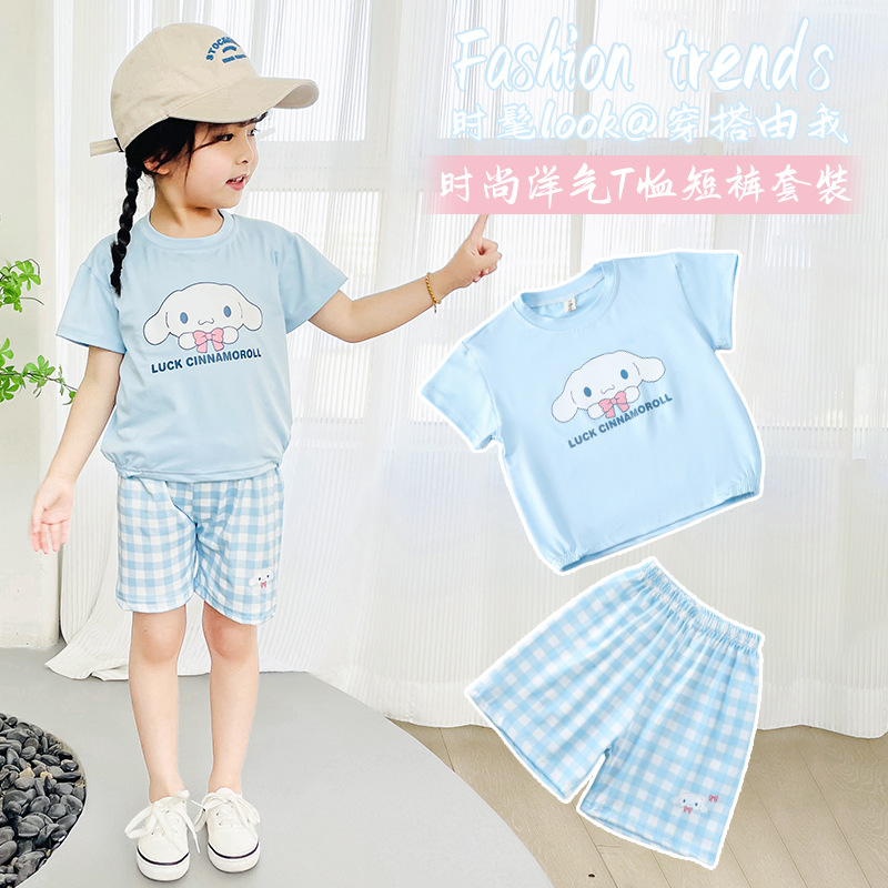 2024 kuromi Melody set = T-Shirt + quần short mùa hè trẻ em Bộ Áo Phông phim hoạt hình kuromi giai đ