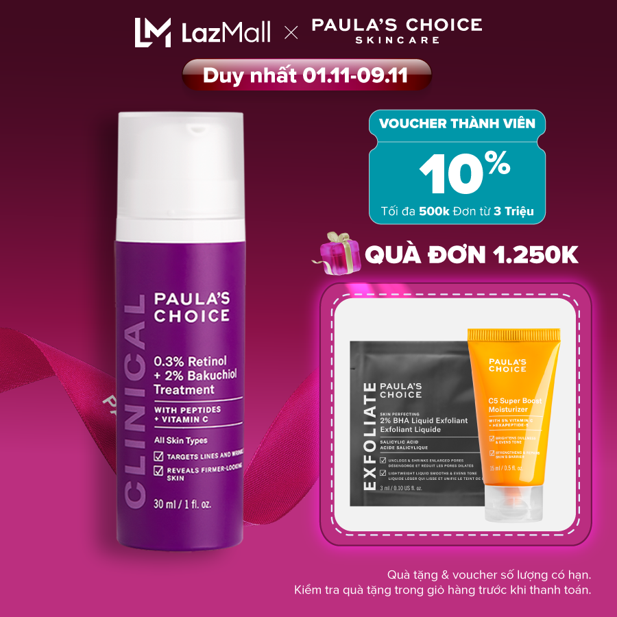 Tinh chất chống lão hóa từ Retinol và Bakuchiol Paula's Choice Clinical 0.3% Retinol + 2% Bakuchiol