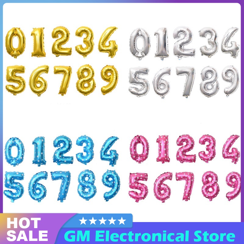 🎄🎄16 inch Bóng số 0-9 số bong bóng bọc Lá nhôm trang trí sinh nhật bong bóng bọc lá nhôm tiệc sinh nhật/Giáng sinh