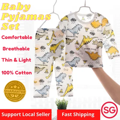 [SG Seller] Baby & Toddler Sleepwear Pyjamas Sleepwear Set -100% Cotton Comfortable Thin Light Material Kids Homewear / Children Nightwear