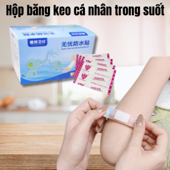 Băng cá nhân urgo trong suốt, băng keo cá nhân chống nước, băng cá nhân cute hộp 120 miếng