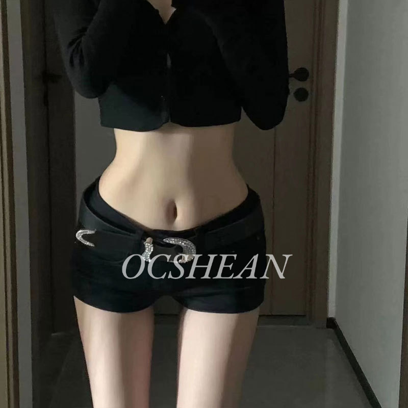 [OCSHEAN | American low-waist tight stretch denim shorts for women summer hip-hugging hot pants,OCSHEAN | American low-waist tight stretch denim shorts for women summer wide-leg hip-hugging hot pants,] ราคา 40 บาท*ส่งฟรี