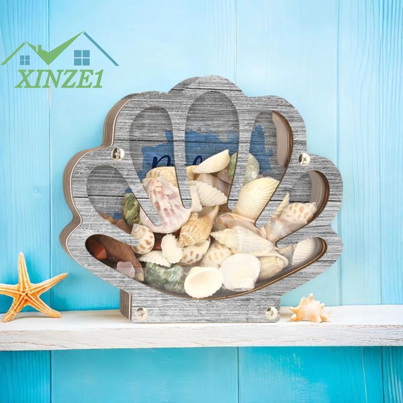 ❤💖💓 ที่ใส่ของเปลือกหอยสำหรับจัดแสดงแบบพกพาที่แขวนแบบพกพาทำจากไม้ใสสำหรับจัดแสดงสินค้าสำหรับเด็กชายหาด ราคา 177 บาท*ส่งฟรี