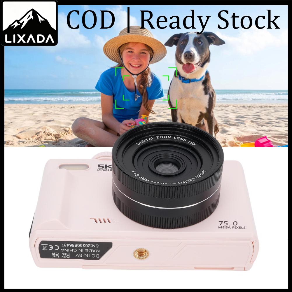 LIXADA กล้องท่องเที่ยว LED เติมแสง 75MP 19 ตัวกรอง 5K กล้อง 3.0 นิ้ว 180 องศาพลิกหน้าจอสำหรับการถ่ายภาพ ราคา 2,157 บาท*ส่งฟรี