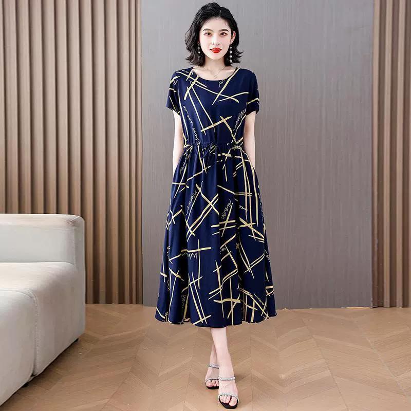 Hàng Mới Về phụ nữ trung niên và cao tuổi của mẹ váy quần áo mùa hè thanh lịch mẹ mặc cho Nữ Ngoại c
