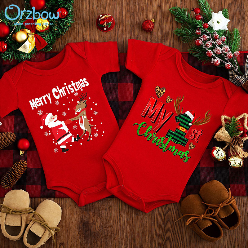 Orzbow My 1st Christmas Baby Romper for 0-2 Years Old Boy Girl Toddler
