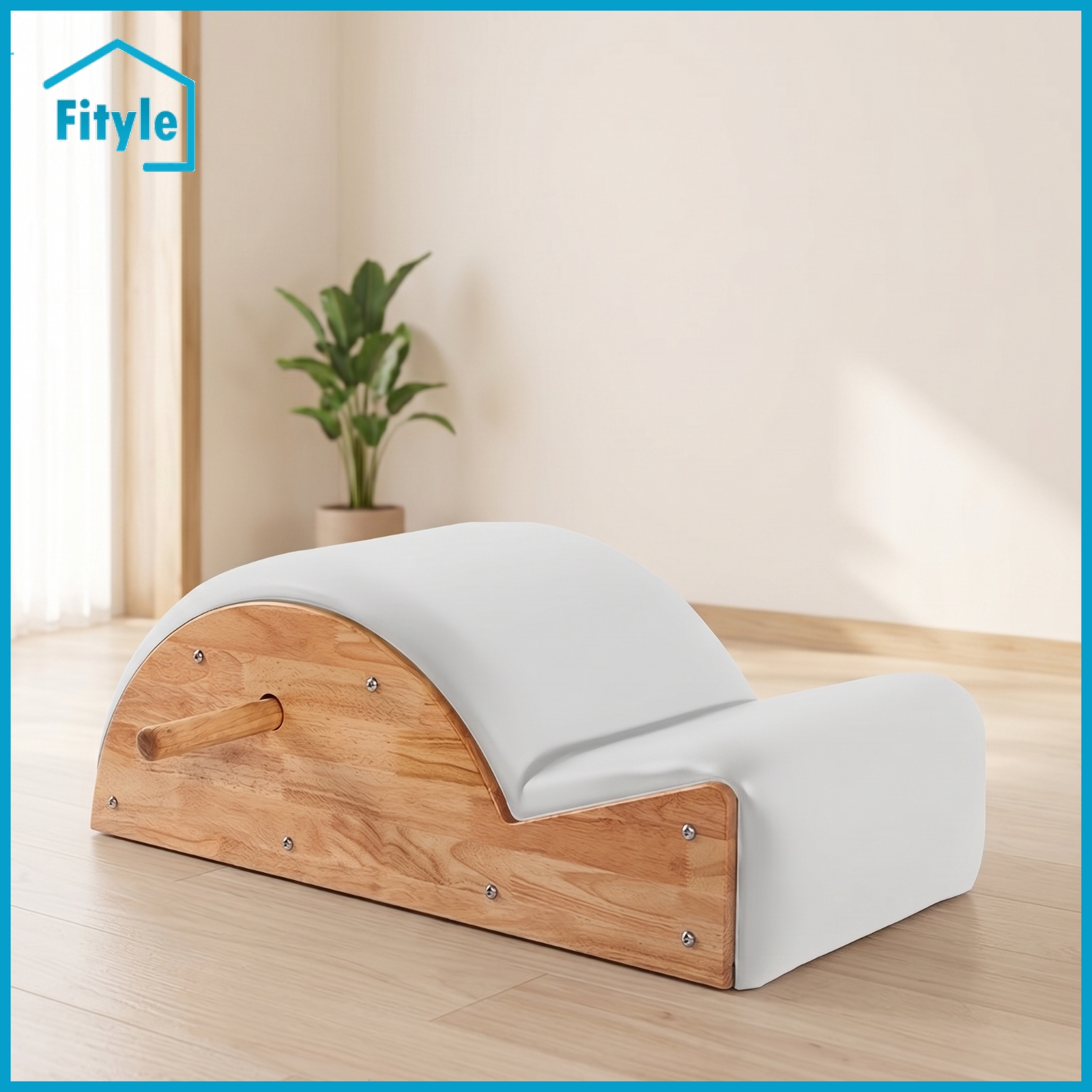 Fityle Rubber Wood Pilates Spine Corrector PU Leather Wooden Pilates Arched Curve Padded Curved Back Stretcher ราคา 8,613 บาท*ส่งฟรี