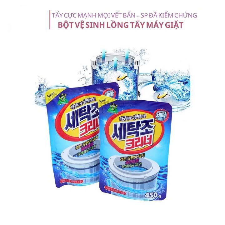 Bột tẩy lồng vệ sinh máy giặt khử mùi hiệu quả 450g Hàn Quốc phù hợp từ 7kg đến 12kg