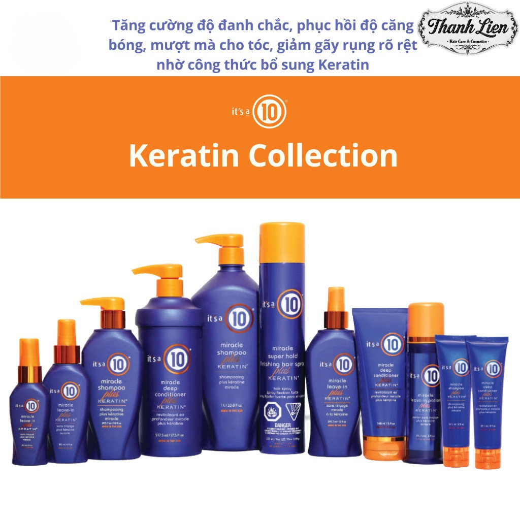 Gội, Xả, Xịt Dưỡng, Dầu Dưỡng, Kem Dưỡng Phục Hồi Tóc Mềm Mượt It's A 10 Miracle Plus Keratin