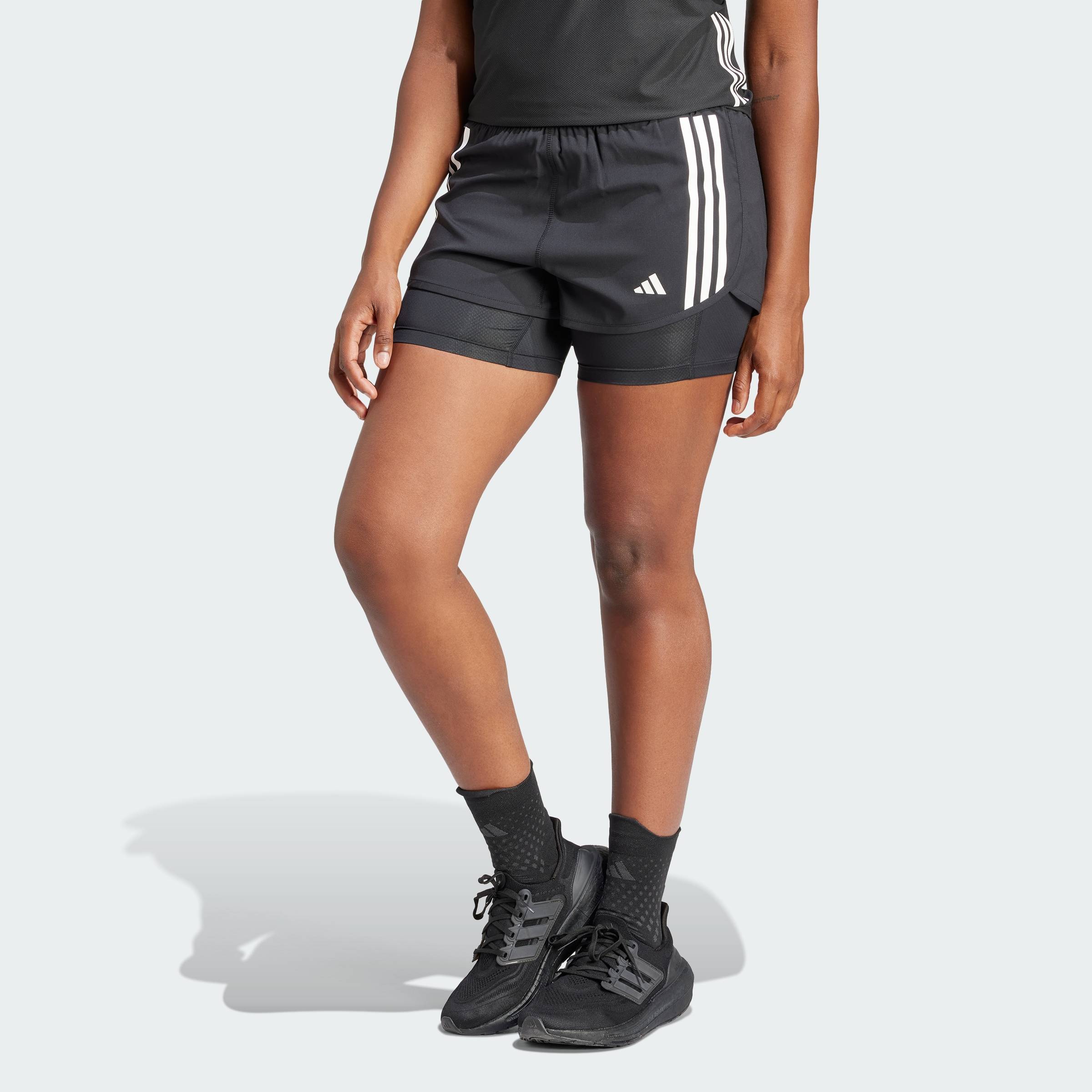 [CHỈ 5.11-20H 10.11-VOUCHER 35%] adidas Running Own the Run 3-Stripes 2-in-1 Shorts Women Black IN14