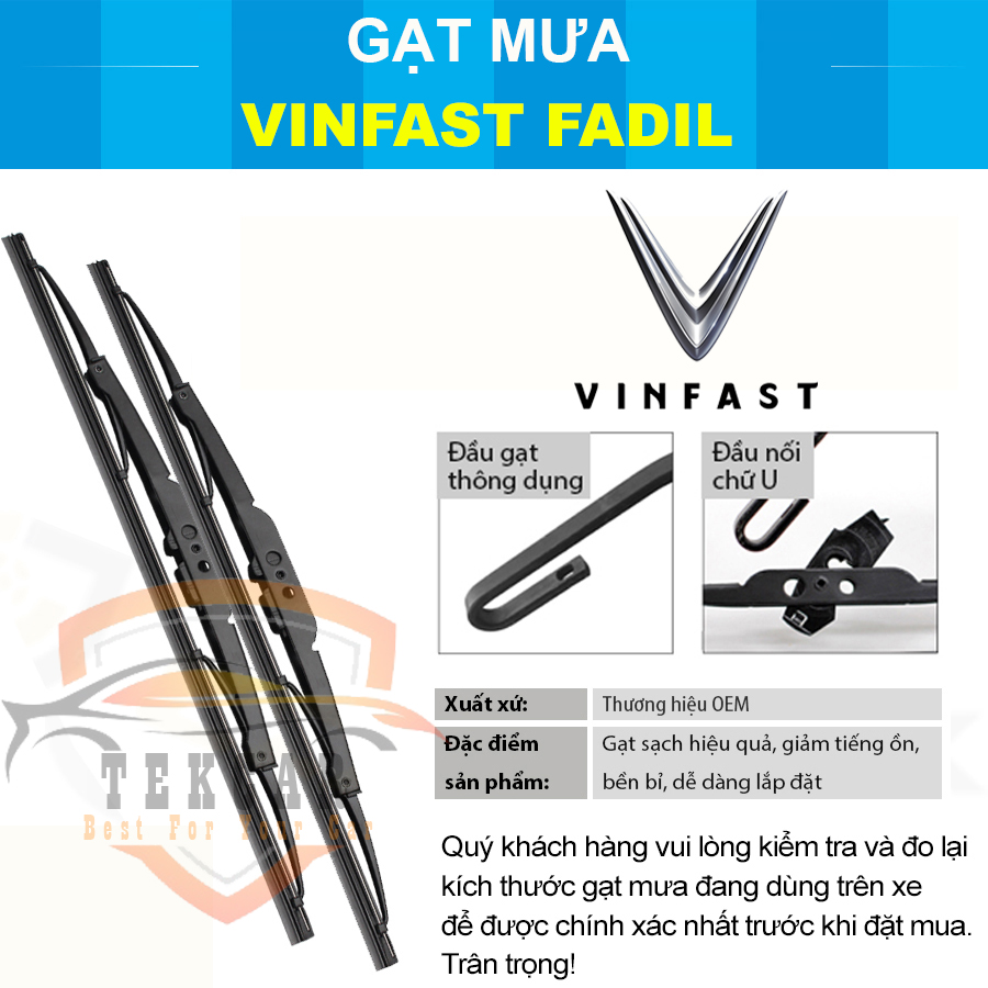 Gạt mưa ô tô xe Vinfast Fadil cần gạt kính khung xương sắt lưỡi silicon