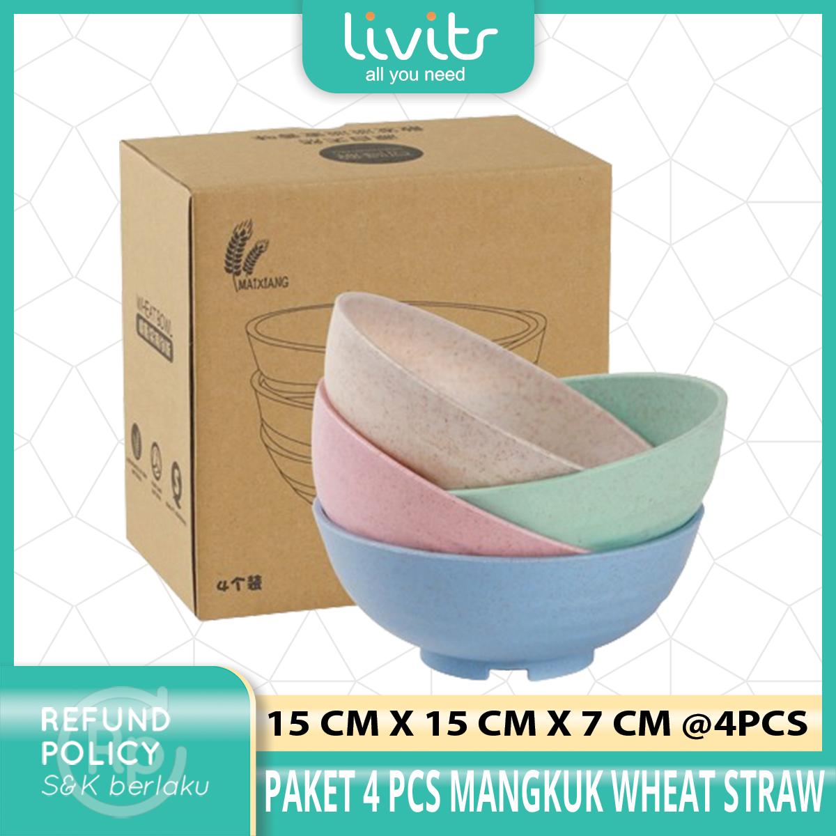 BUNDLE 4PCS MANGKUK BESAR WHEAT STRAW | RAMAH LINGKUNGAN | MICROWAVABLE | BPA FREE Harga 14,500 rupiah*Gratis Ongkir