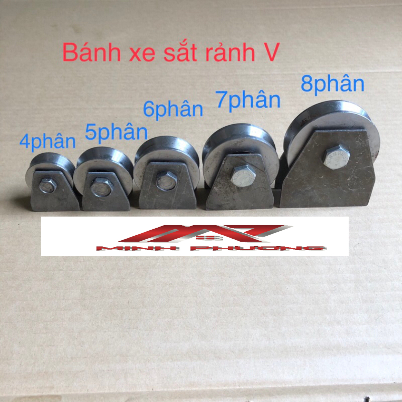 Bánh xe sắt rảnh v - bánh xe cửa cổng - bánh xe cửa lùa - ròng rọc sắt. kích thước 4cm-5cm-6cm-8cm-10cm