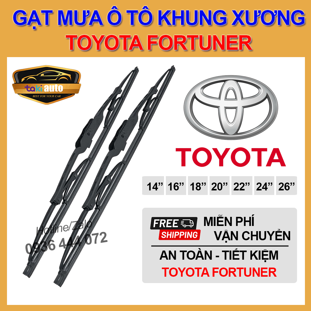 Cần gạt nước mưa khung xương sắt xe Toyota Fortuner thanh gạt kính nước