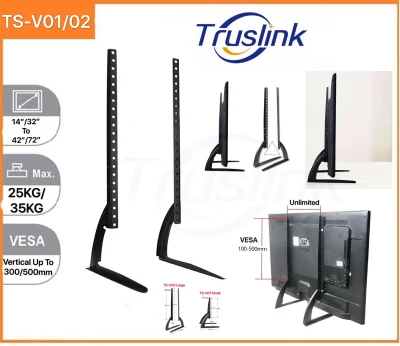 [SG Seller]Truslink Universal LCD Flat Screen TV Table Top Stand Base Mount Super Stable Feet 14''-42 And 32''-72'' Compact Tabletop TV Stand