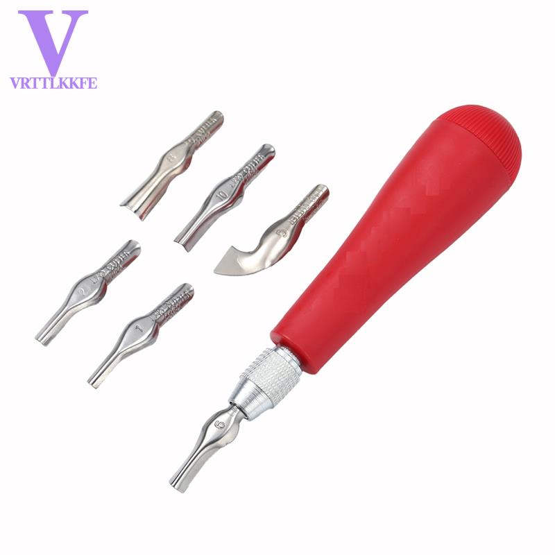 Linocut Carving Tools-Linoleum Cutter Kit with 6 Blades for Block Printing for Stamp Making CarvingLinocut Kit