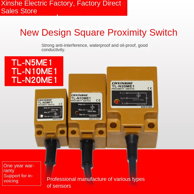 Cảm Biến Tiệm Cận Vuông TL-N10ME1 - Màu Vàng TL-N5ME1/TL-N10ME1/TL-N20ME1, NPN/PNP DC/AC - Phát Hiện Kim Loại Cho Tự Động Hóa