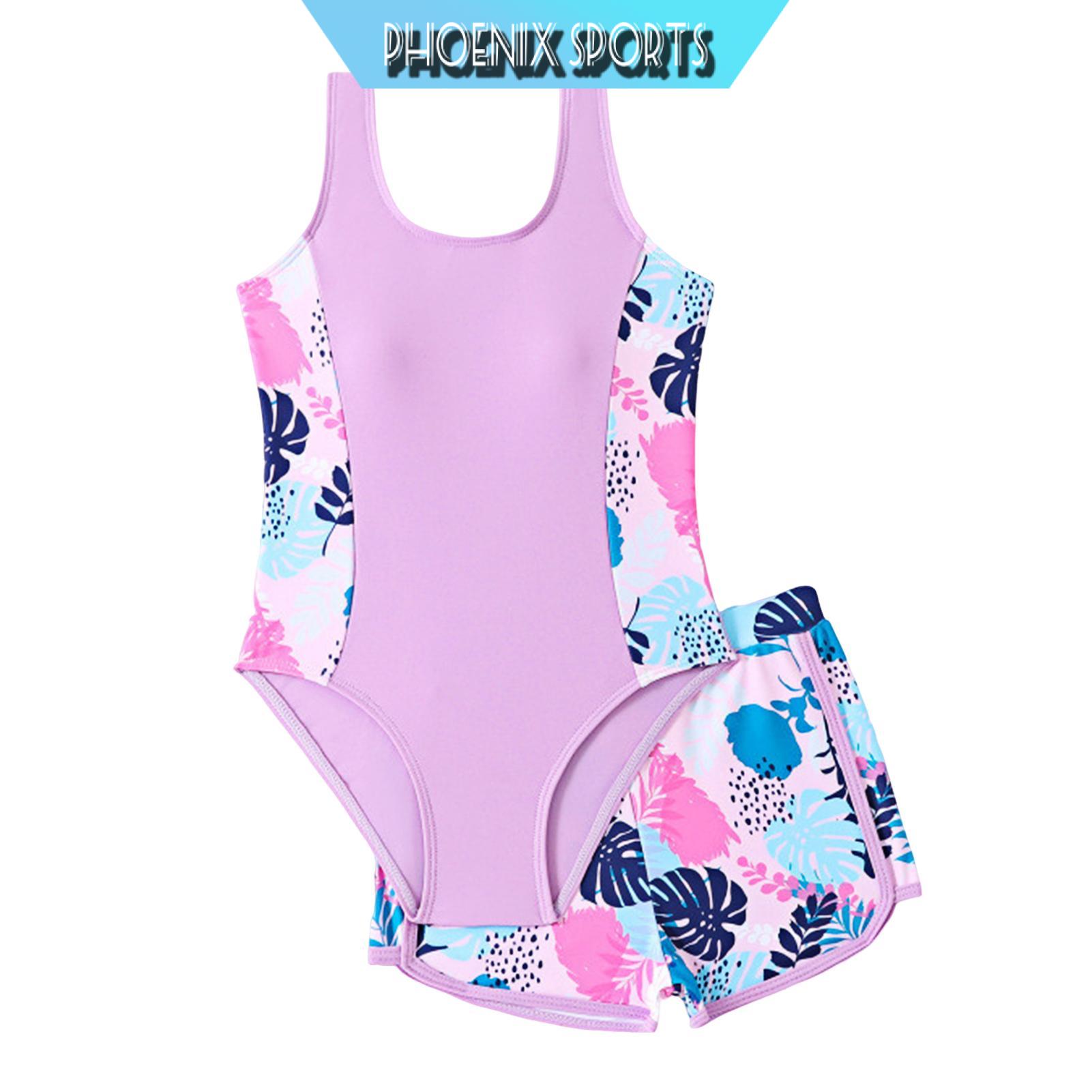 Honrane Áo tắm vải co giãn Bộ đồ bơi không tay 2 món đồ Bộ Đồ Bơi Monokini không tay nhanh khô mùa hè cho bé gái quần bơi phong cách công chúa in nhiều màu cho trẻ em Đồ bơi hồ bơi bãi biển