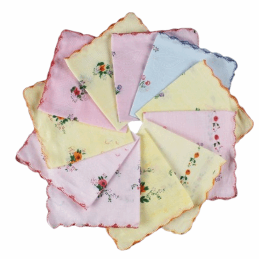 SQUAD 12Pcs Thấm hút mồ hôi Khăn tay in hình cho phụ nữ Phong cách cổ điển 28x28cm Khăn tay vuông Có thể tái sử dụng Thoáng khí Khăn mồ hôi mỏng Dụng cụ nhà bếp - 2