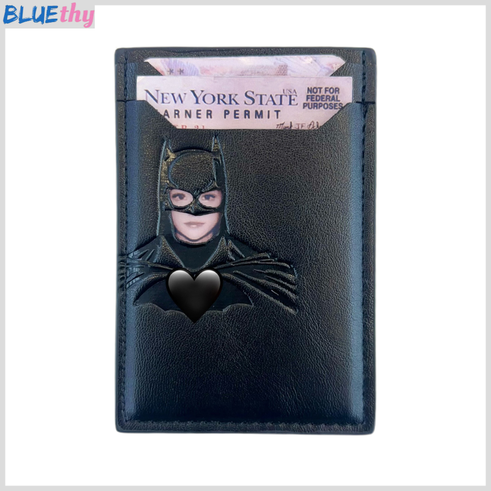 Superhero Face ID Wallet Card Wallet with Bat Superhero Face Eyes Cutout 3-Slot ID Card Holder Birth