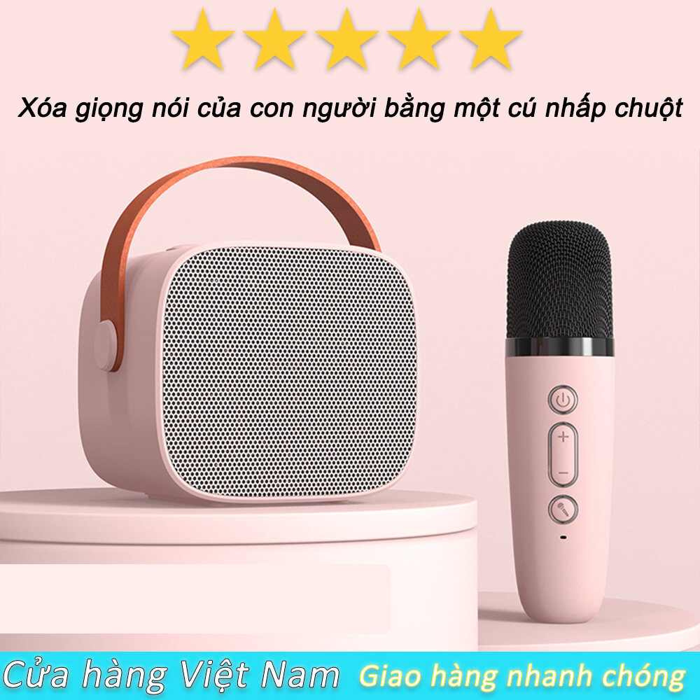 micro karaoke bluetooth, K1 Karaoke Loa Bluetooth Mini Tặng Kèm Micro Hát Không Dây Có Tay Cầm Bass Hay - Toy City