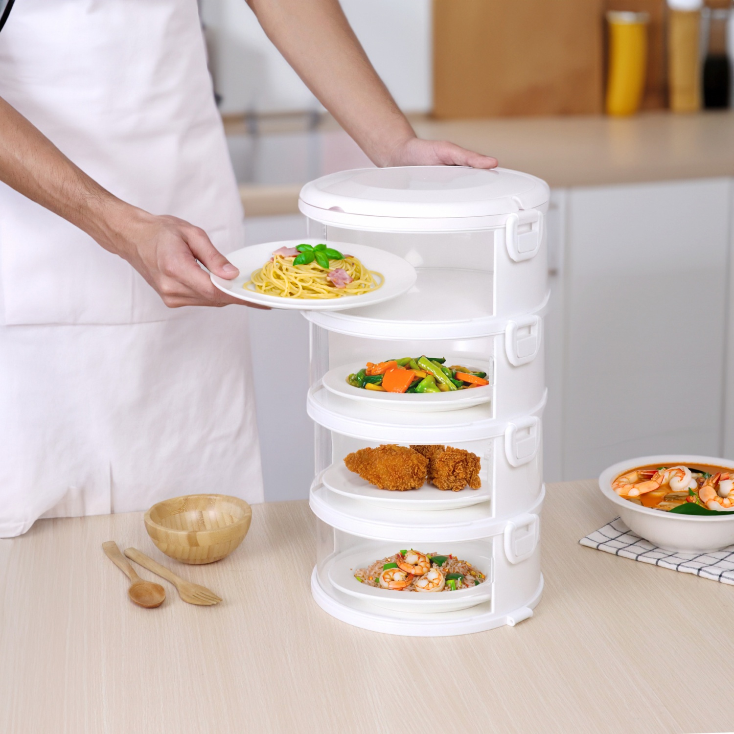 Global House SUPERLOCK ชั้นเก็บอาหารคอนโด 4 ชั้น 24.7x24.7x43.5 ซม. #6404 สีขาว รับประกันของเเท้! ราคา 335 บาท*ส่งฟรี