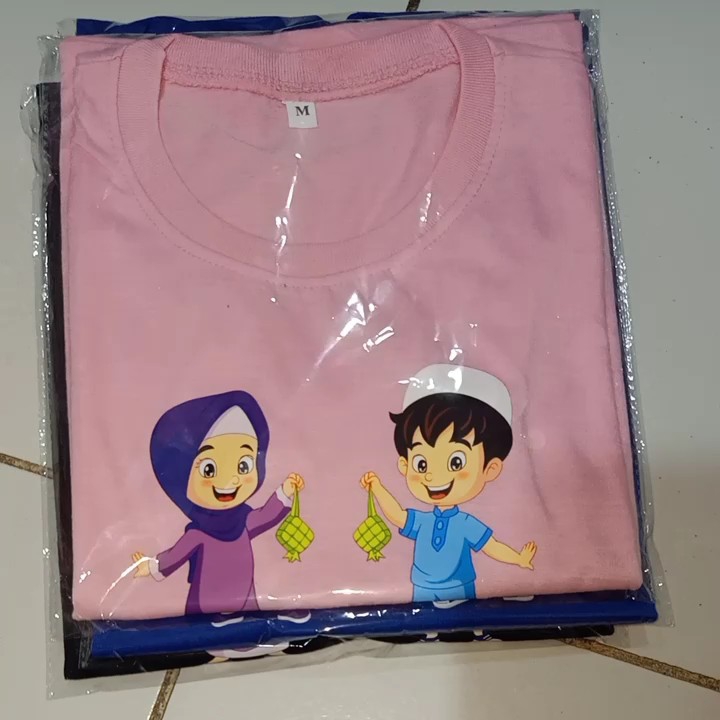 Baju Kaos Anak Perempuan dan Laki laki Motif Lebaran Idul Fitri