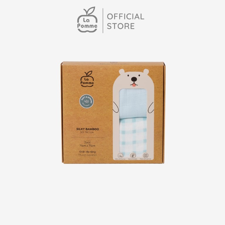K002 set 2 khăn sữa sợi tre lụa la pomme phối màu