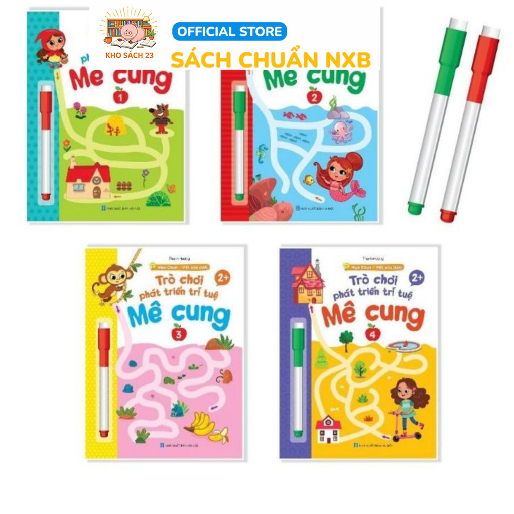 Sách - Bộ 4 Quyển Trò Chơi Mê Cung Phát Triển Trí Tuệ Phiên Bản Wipe Clean Viết Xóa Được