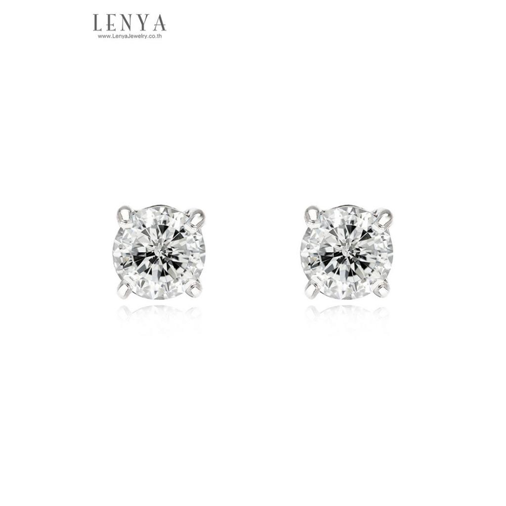 Lenya Cz Diamondlike Earrings, Round Shape, Never Get Tired of Wearing Them, Size 5 Mm, 925 Sterling Silver Body, White Gold Plated. ราคา 1,374 บาท*ส่งฟรี