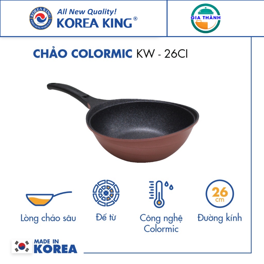 Chảo sâu colormic korea king kw-26ci - bảo hành chính hãng - gia thành