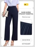 Quần âu nữ Yody ống suông cạp cao chun sau, quần straight essential thanh lịch TRA WOTR26A009