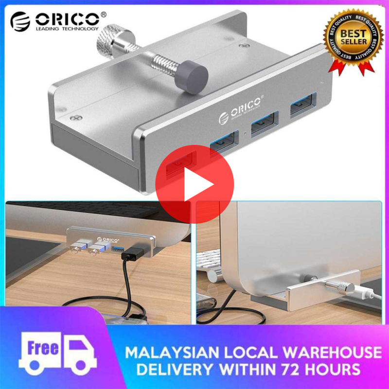 ORICO Original Aluminum 4 Ports USB 3.0 Clip-type HUB for Desktop Laptop Clip Range 10-30mm/0.39-1.18(Genuine)