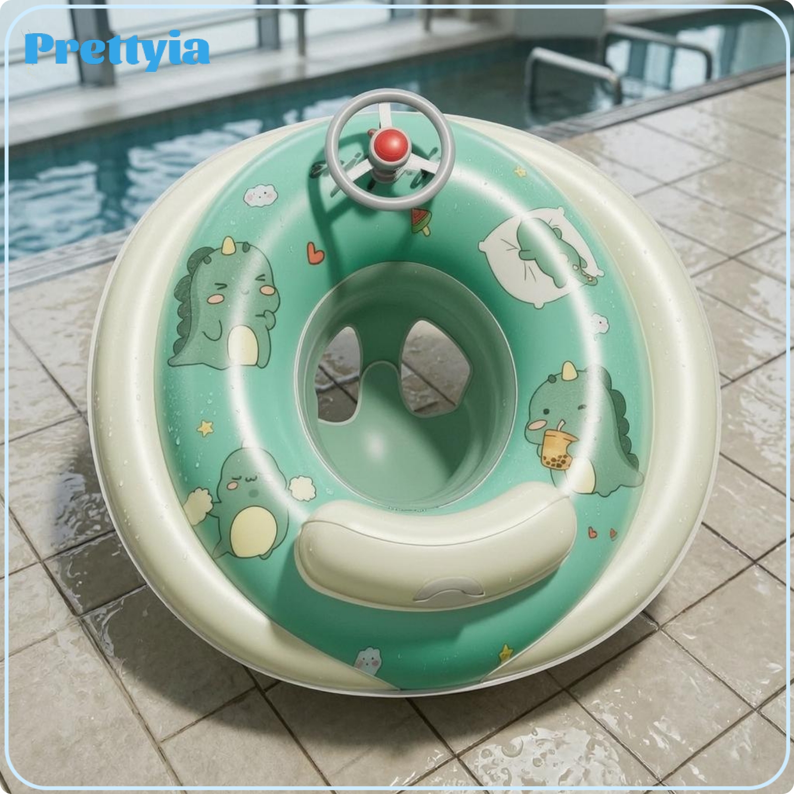 Prettyia Steering Wheel Handle Inflatable Baby Seat Ring Press-to-Inflate Swim Ring with Backrest Vinyl-Like for Babies ราคา 2,588 บาท*ส่งฟรี