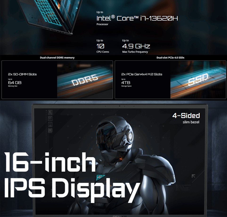 GIGABYTE A16 CMHI2 | 16" WUXGA 165Hz | i7-13620H | 16GB DDR5 | 512GB SSD | RTX4050 6GB | W11 12 GIGABYTE A16 CMHI2-MY893SH GAMING Laptop PRICE IN BANGLADESH MC SOLUTION BD