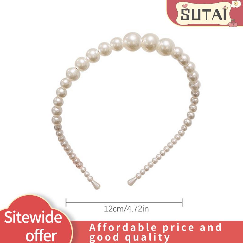 SUTAI Thời Trang Tính Khí Cổ Điển Ngọc Trai Tóc Hoops Cho Phụ Nữ Phụ Nữ Đơn Giản Không-Trượt Headband Tóc Ban Nhạc Phụ Kiện Tóc