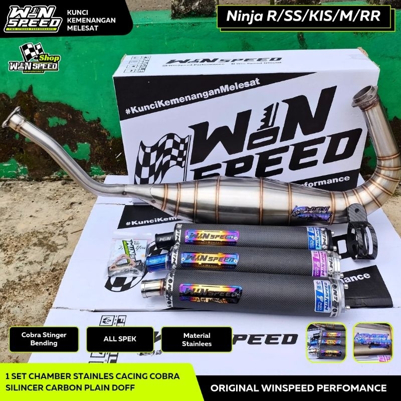 Knalpot Ninja Cobra Medium R RR SS KIS ZX150 Stainles Cacing Silencer Carbon Plain DOFF WIN SPEED Harga 1,350,000 rupiah*Gratis Ongkir