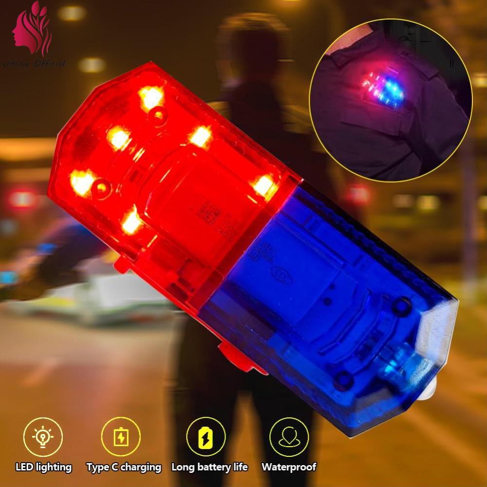 Umisu dẫn vai an toàn ban đêm đèn cảnh báo cảnh sát vai Clip ánh sáng vệ sinh công nhân tuần tra báo động đèn flash tín hiệu nhấp nháy đèn màu xanh đỏ