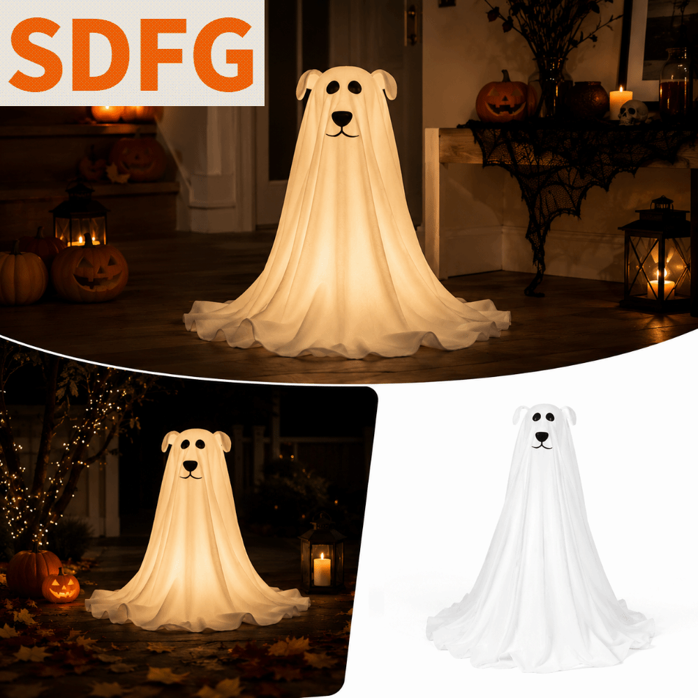 SDFG วัสดุทนต่อสภาพอากาศ ของตกแต่งฮาโลวีนรูปสุนัขผี ไฟ LED ควบคุมระยะไกล ไฟ LED แบบนุ่มนวล ของตกแต่งกลางแจ้งที่มีไฟส่องสว่าง ลูกสุนัขผีสิงแสนอ่อนโยน การออกแบบที่มีน้ำหนักเบา โคมไฟรูปสุนัขผี การตกแต่งเฉลียงหน้าบ้าน ราคา 526 บาท*ส่งฟรี