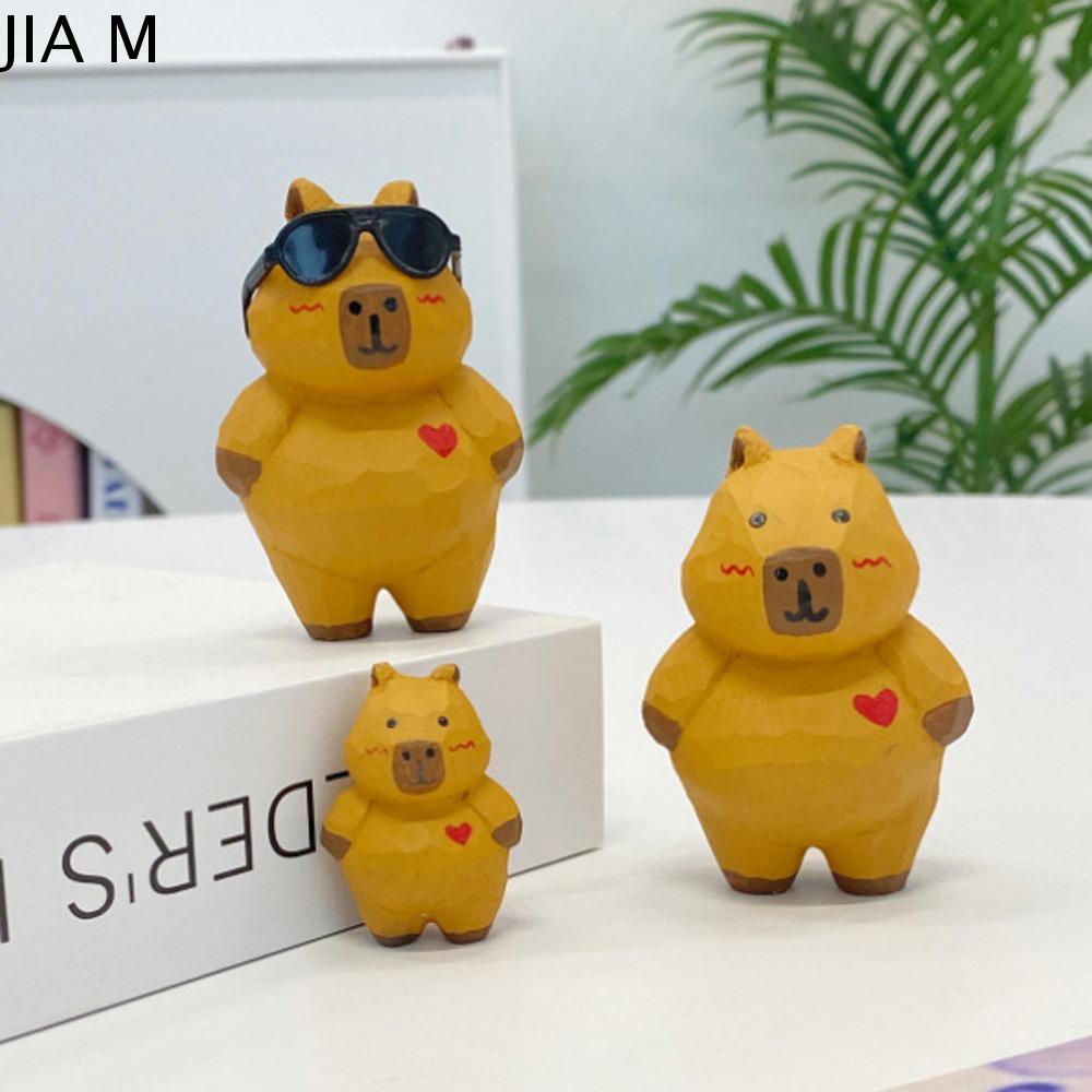JIA M Móc khóa Đồ trang trí capybara khắc Nhân vật Đồ thủ công Mô hình capybara mô phỏng Nhân vật hoạt hình Nhỏ Đồ trang trí động vật capybara Nội thất xe hơi