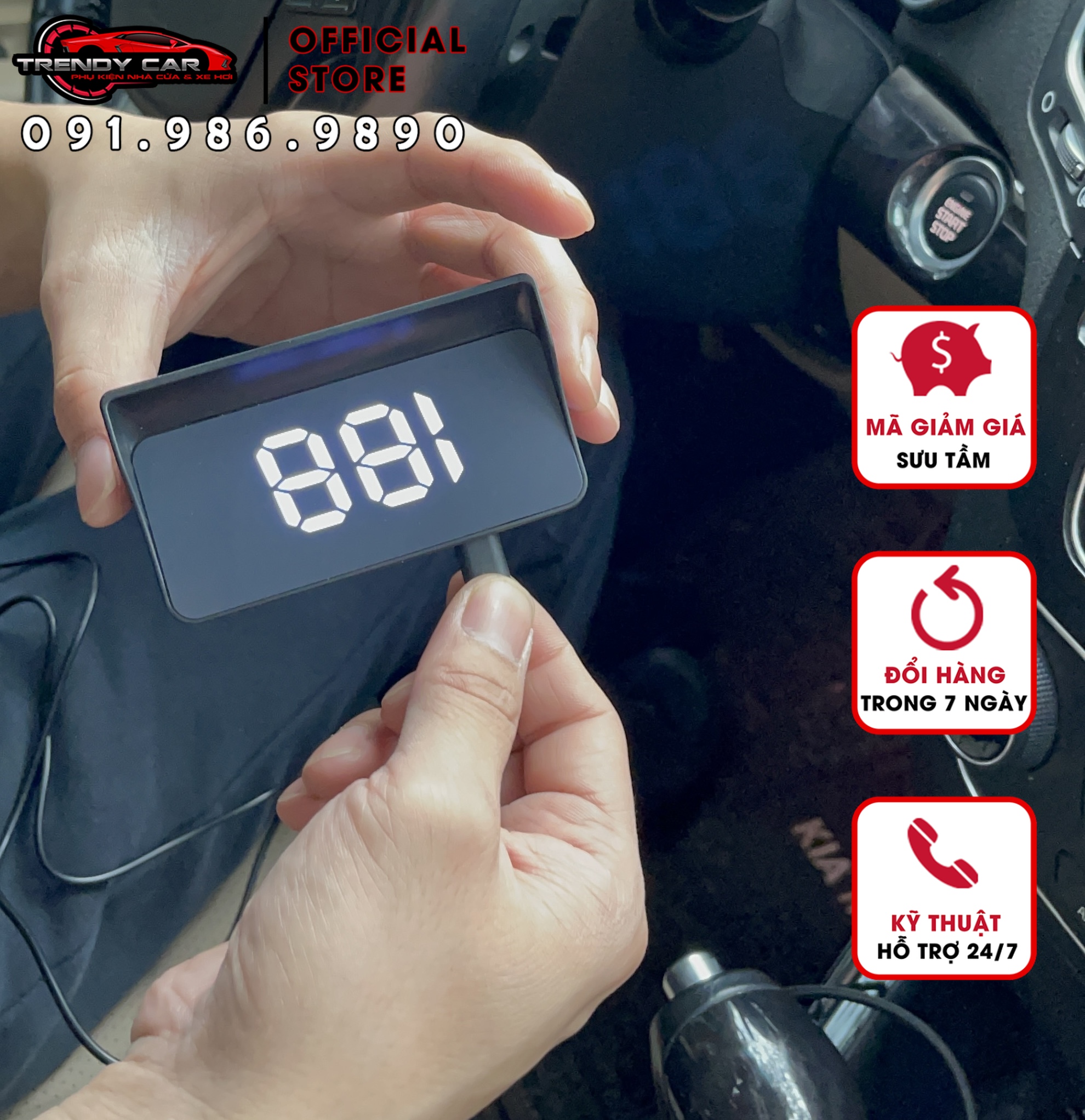 Bộ HUD Ô tô V8 Công nghệ GPS Hiển Thị Tốc Độ nguồn USB Lên Trên Kính Lái Giá Rẻ đơn giản không gây mất tập trung
