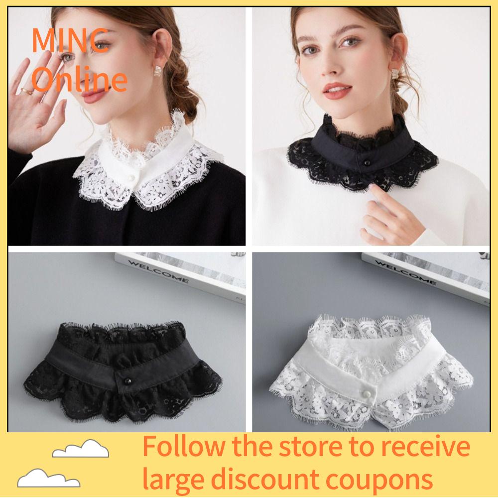 MINC ONLINE Có thể tháo rời Cổ áo ren giả Đa năng Voan Cổ áo ve áo Tinh tế Trang trí yếm ngọc trai