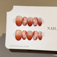 10Pcs Colorful Cat Eye Fake Nail Glitter Silver Stars Wearing Nails Patch Set Artificial Short Round Fashion Press on Nail Tips