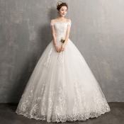 Fairy Bride Simple Lace One Shoulder Wedding Dress Qs794