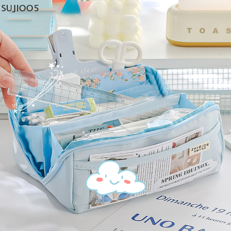 SUJIOO5 Kẹo màu bút chì trường hợp đáng yêu thời trang công suất lớn bút Túi pouch chủ Hộp văn phòng phẩm dây kéo bút chì Pouch đồ dùng học tập