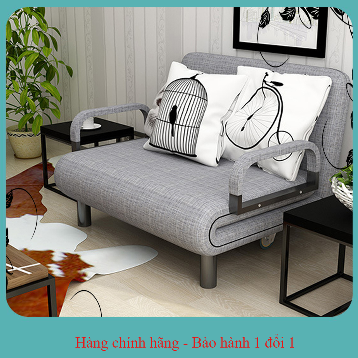 [Trả góp 0%]Giường sofa gấp gọn thành ghếGhế sofa tặng kèm 2 gối. KT : 128 X 190CM