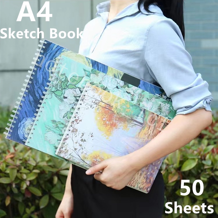 A4 Van Gogh Spiral Sketchbook Big Thick Drawing Notebook College Sketch Pad  Art School Supplies