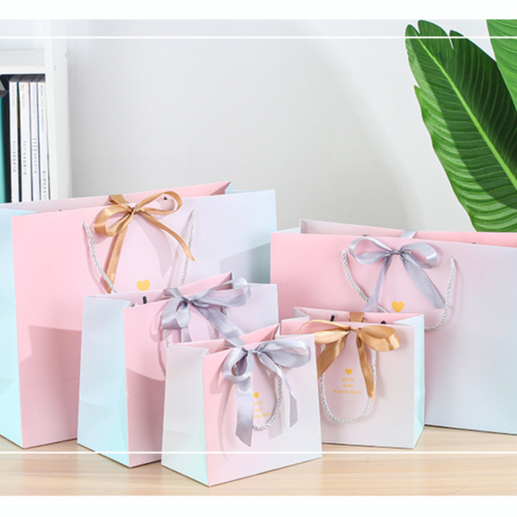 Marble Printing Ribbon Gift Paper Bag High Quality Shopping Bag Premium Door Gift Bag Wedding Birthday Goodies Beg