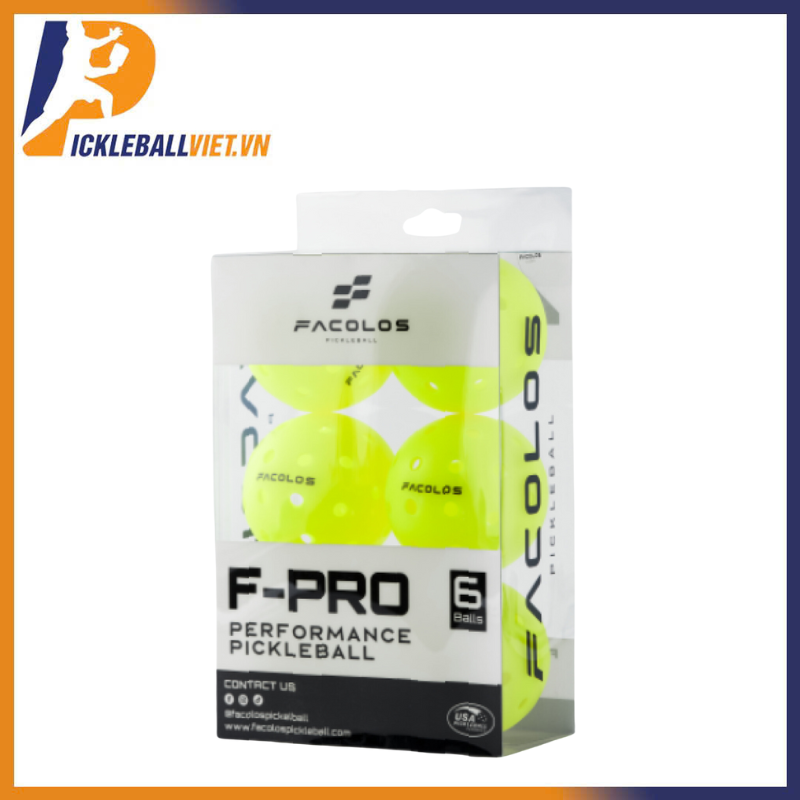 Bộ 6 Bóng Pickleball Facolos F-Pro Performance Pickleball tiêu chuẩn (USAPA) 40 lỗ với đường kính 74mm